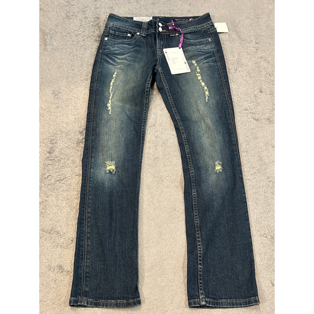 Vigoss Dark Wash Distressed Bootcut Jeans P2080J Size 9 NWT